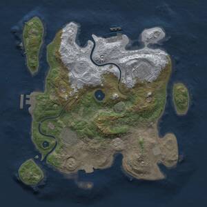 Thumbnail Rust Map: Procedural Map, Size: 3000, Seed: 1679811769, 9 Monuments