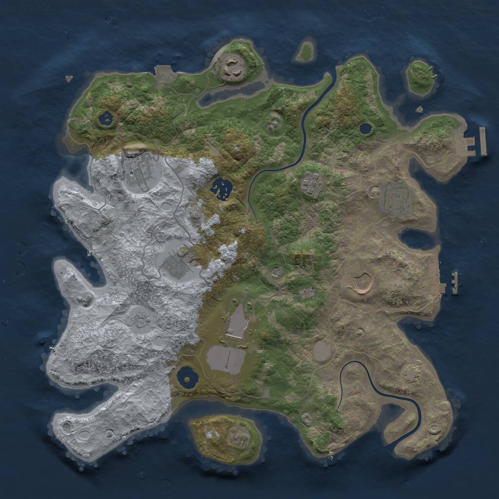 Rust Map: Procedural Map, Size: 3500, Seed: 939074254, 14 Monuments