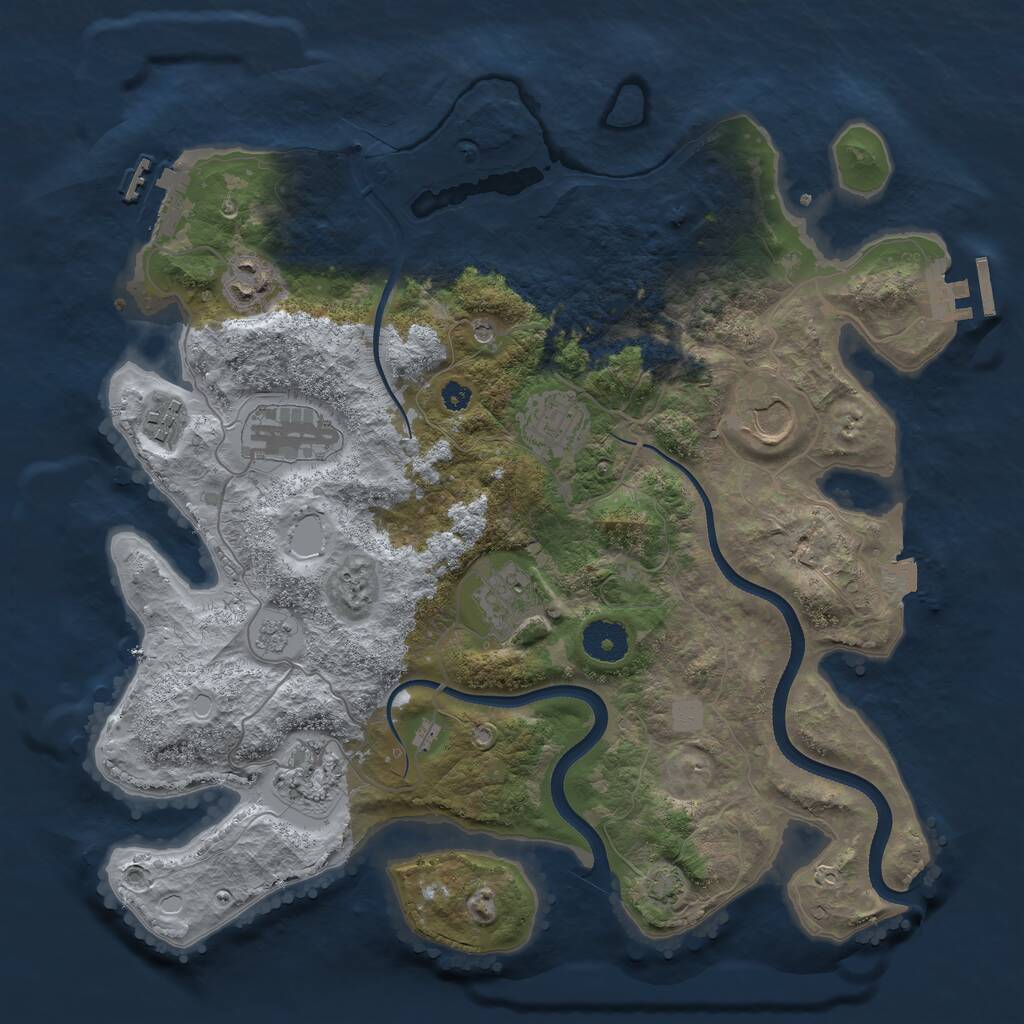 Rust Map: Procedural Map, Size: 3500, Seed: 939074254, 13 Monuments