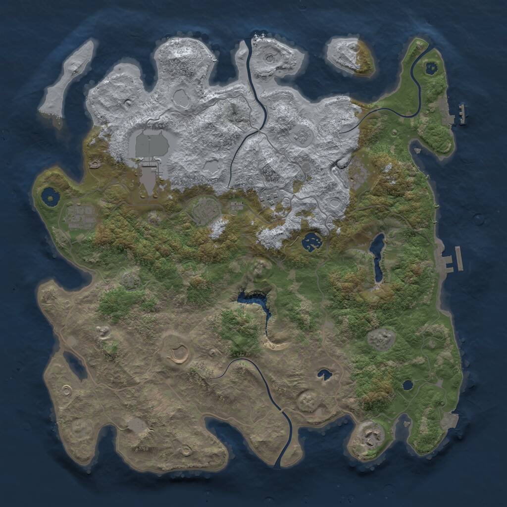 Rust Map: Procedural Map, Size: 4096, Seed: 1040175564, 14 Monuments