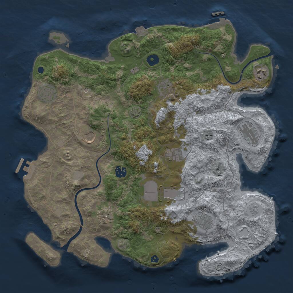 Rust Map: Procedural Map, Size: 3750, Seed: 457537570, 17 Monuments