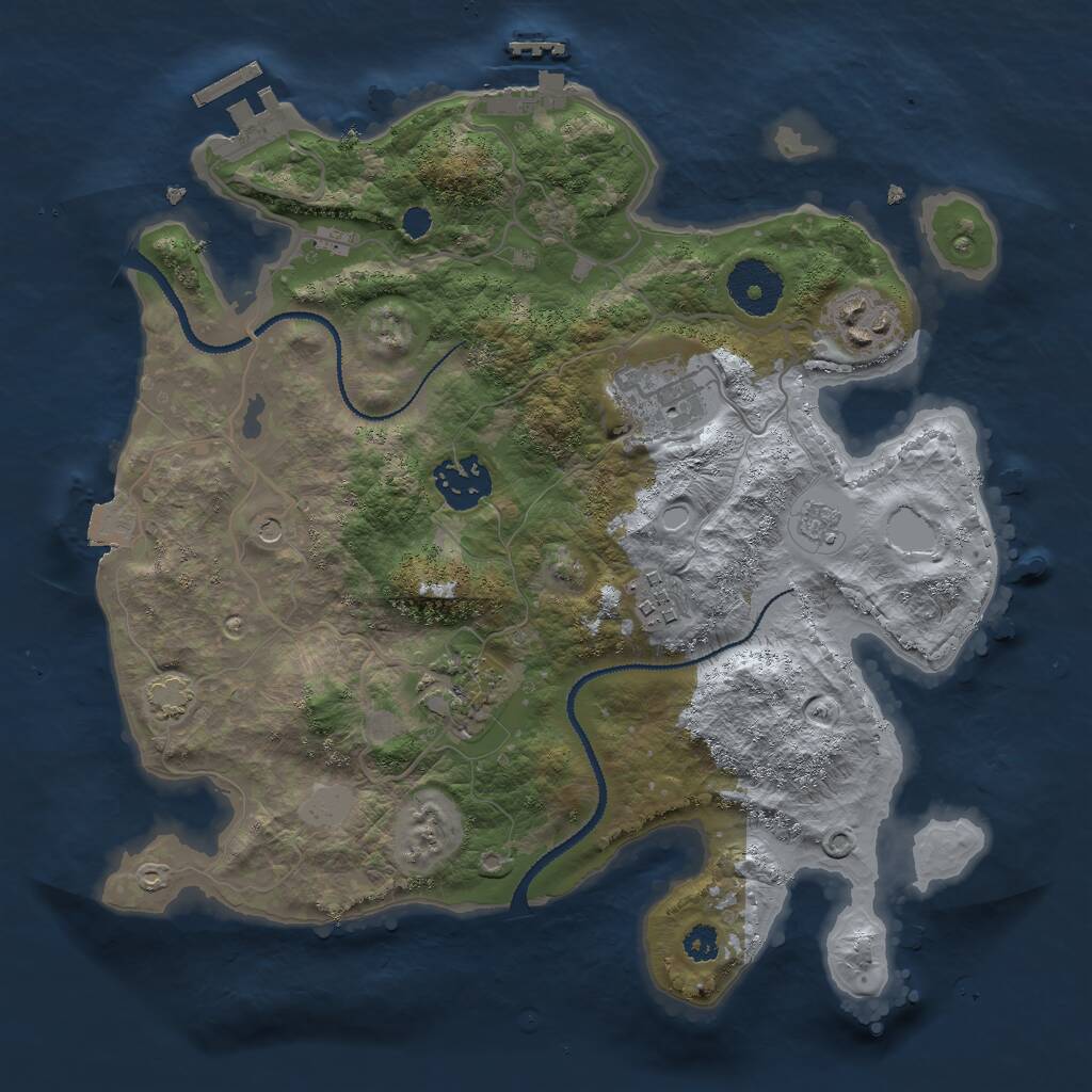 Rust Map: Procedural Map, Size: 3000, Seed: 2591437, 11 Monuments