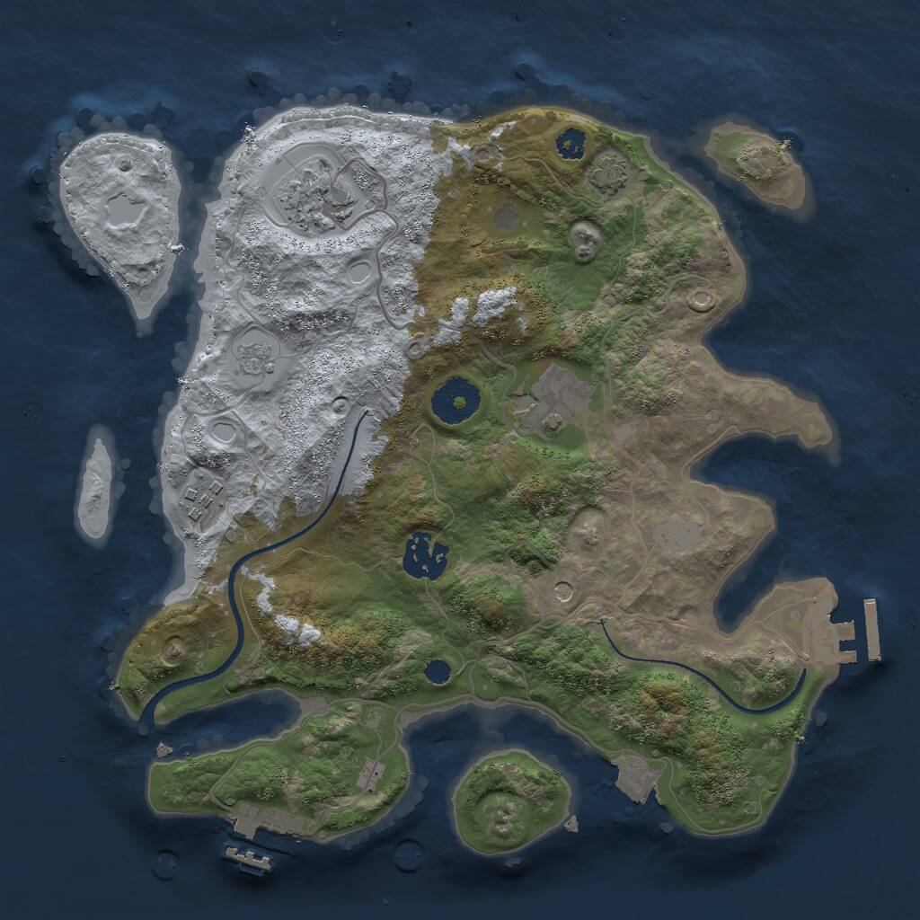 Rust Map: Procedural Map, Size: 3000, Seed: 31833, 10 Monuments