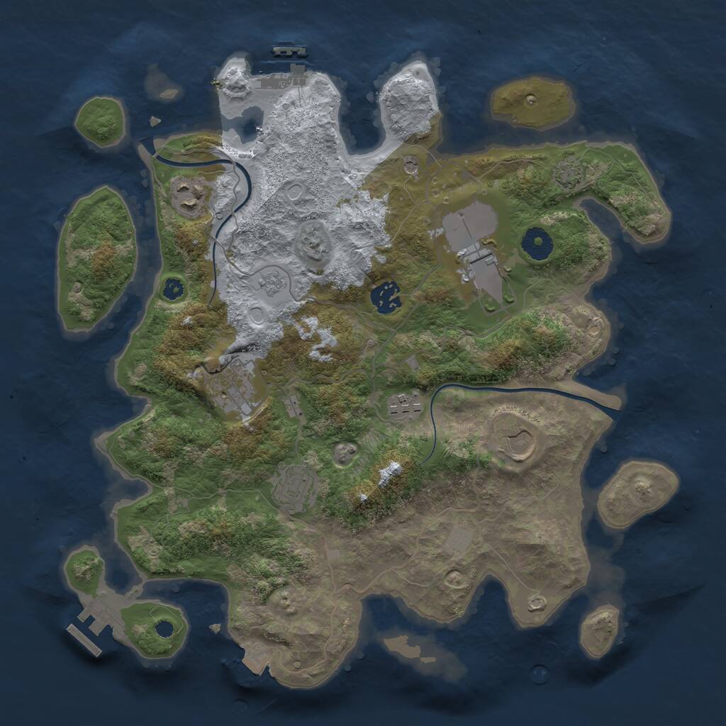 Rust Map: Procedural Map, Size: 3500, Seed: 2118670409, 13 Monuments