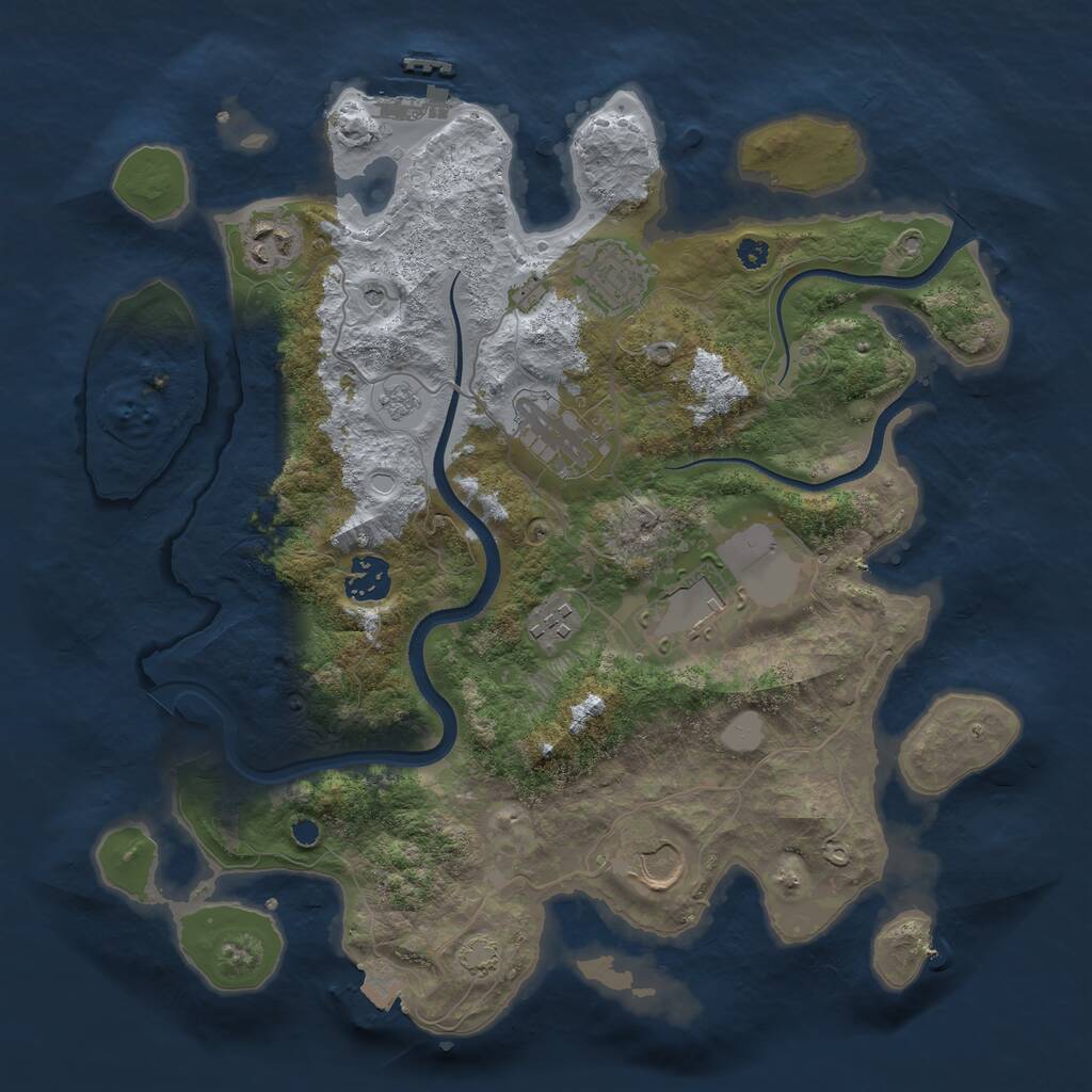 Rust Map: Procedural Map, Size: 3500, Seed: 2118670409, 12 Monuments