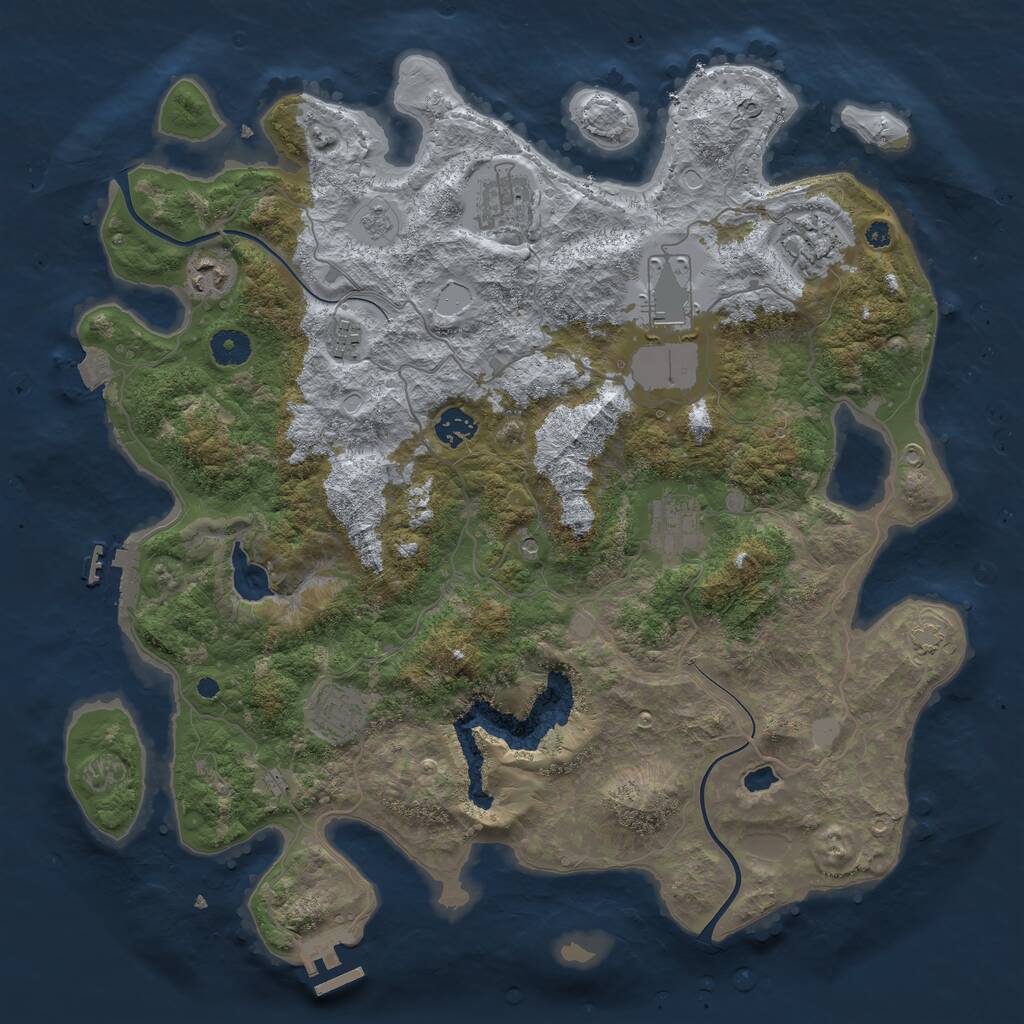 Rust Map: Procedural Map, Size: 4000, Seed: 37829, 14 Monuments