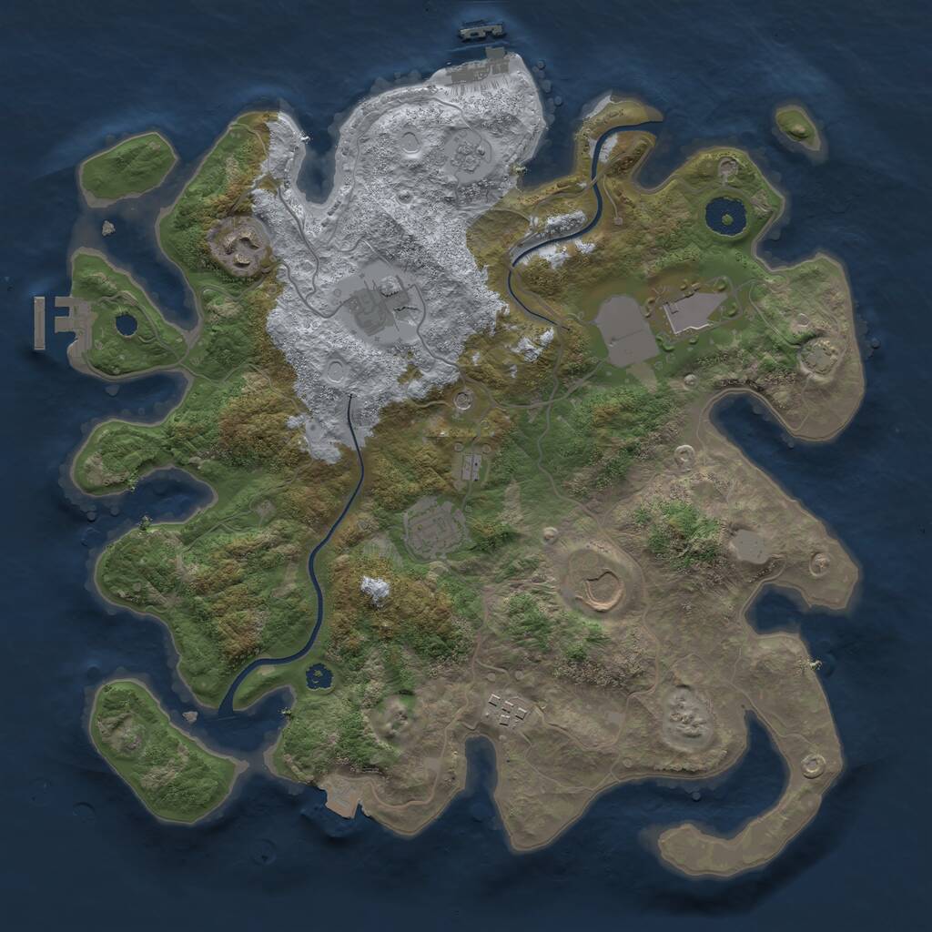 Rust Map: Procedural Map, Size: 3500, Seed: 1367334666, 12 Monuments