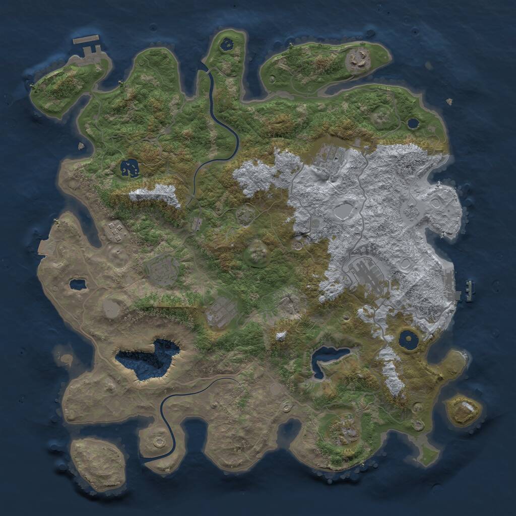 Rust Map: Procedural Map, Size: 4000, Seed: 129311, 14 Monuments