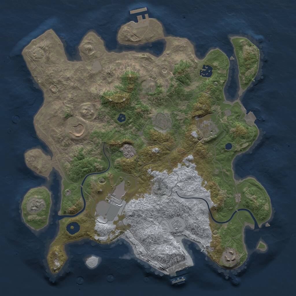 Rust Map: Procedural Map, Size: 3500, Seed: 86512, 13 Monuments