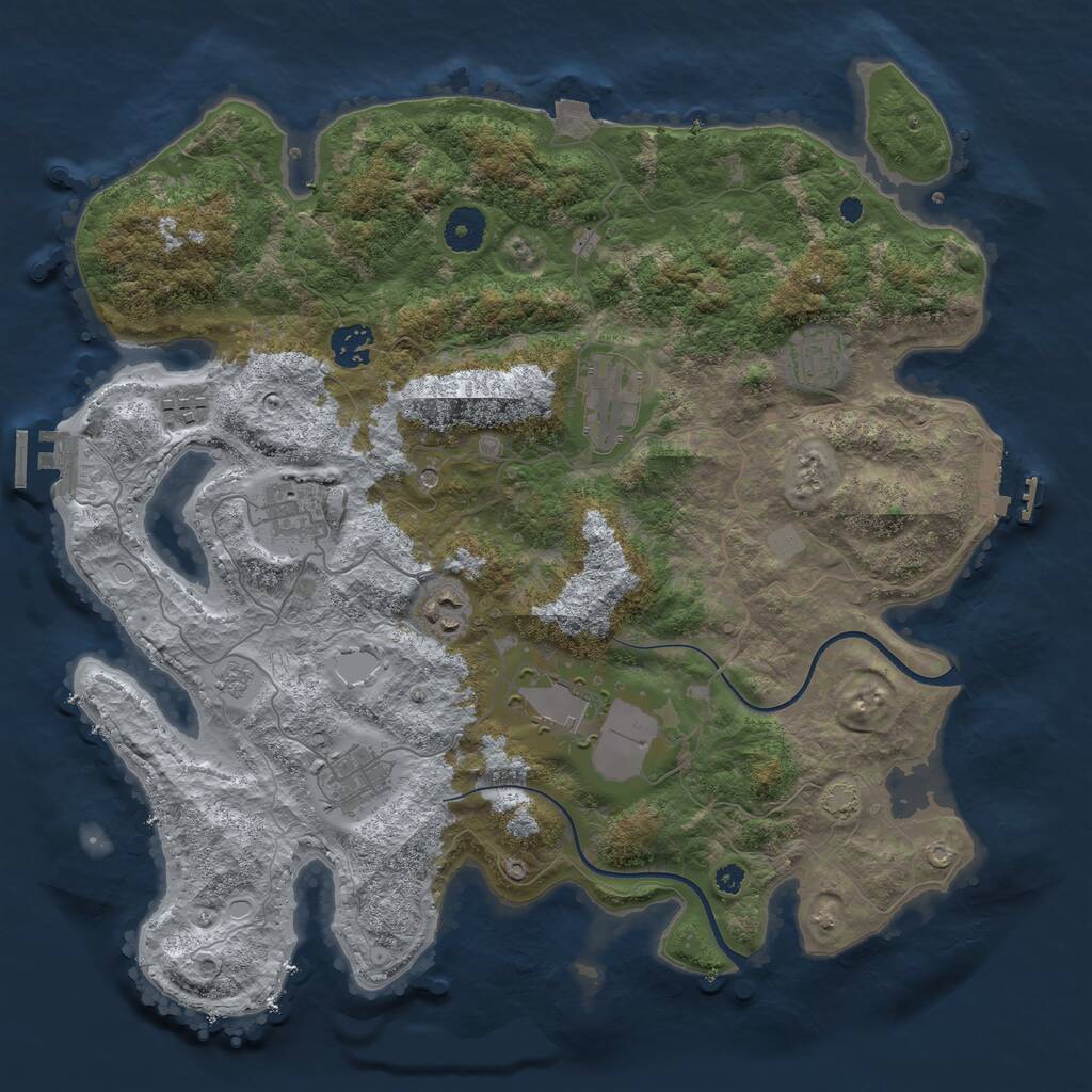 Rust Map: Procedural Map, Size: 3750, Seed: 691733142, 14 Monuments