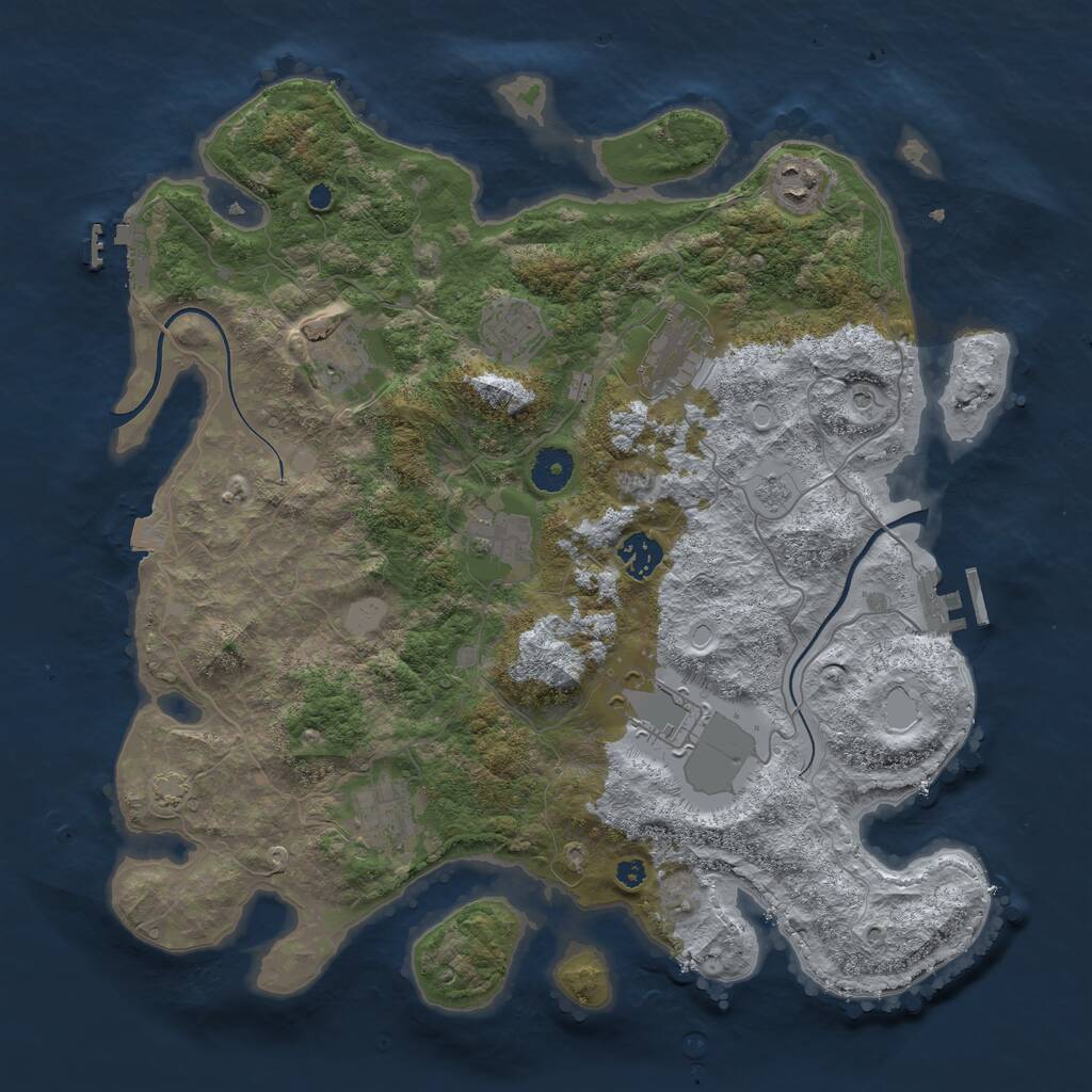 Rust Map: Procedural Map, Size: 3800, Seed: 49998, 14 Monuments