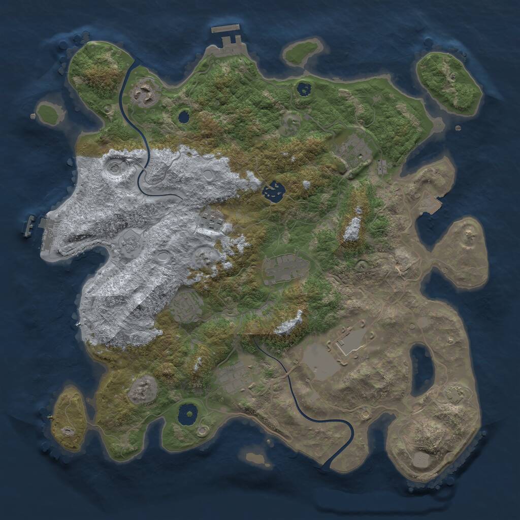 Rust Map: Procedural Map, Size: 3700, Seed: 1187704869, 14 Monuments