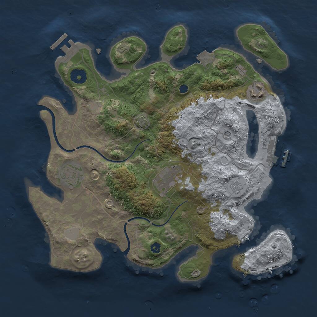 Rust Map: Procedural Map, Size: 3000, Seed: 4823844, 9 Monuments