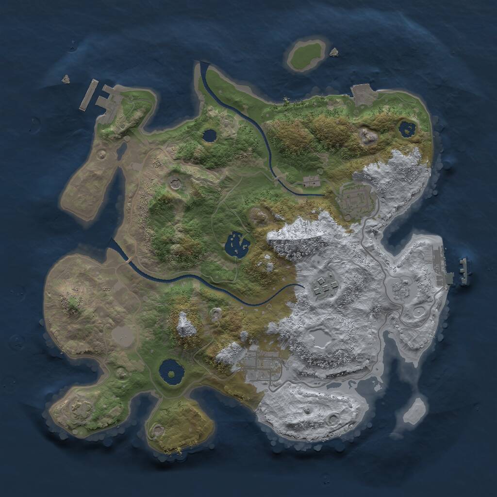 Rust Map: Procedural Map, Size: 3000, Seed: 1938094882, 10 Monuments