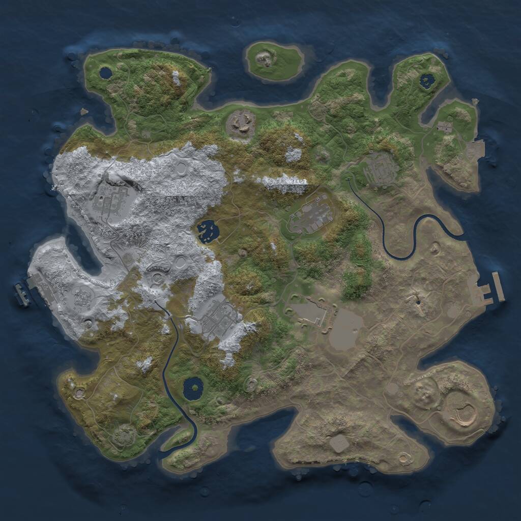 Rust Map: Procedural Map, Size: 3500, Seed: 56281867, 14 Monuments