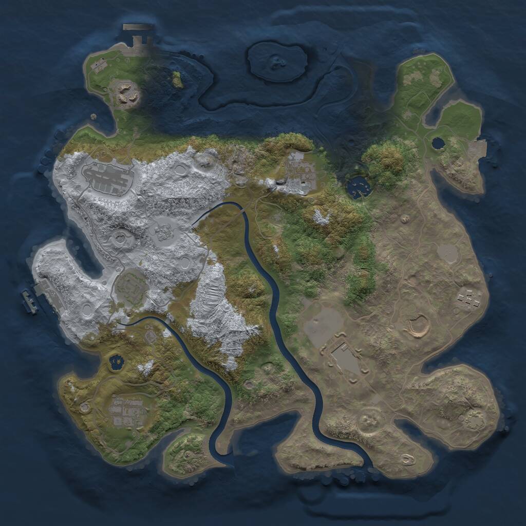 Rust Map: Procedural Map, Size: 3500, Seed: 56281867, 15 Monuments