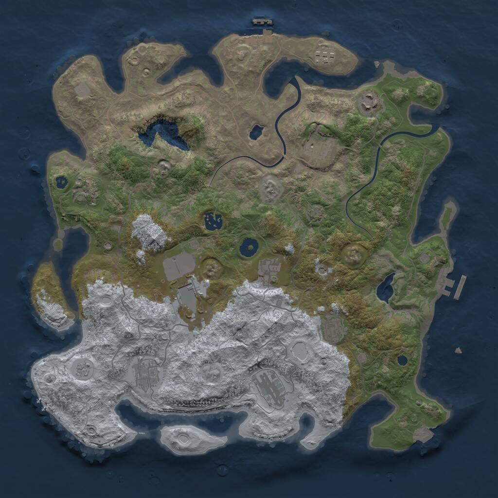 Rust Map: Procedural Map, Size: 4000, Seed: 16111971, 16 Monuments