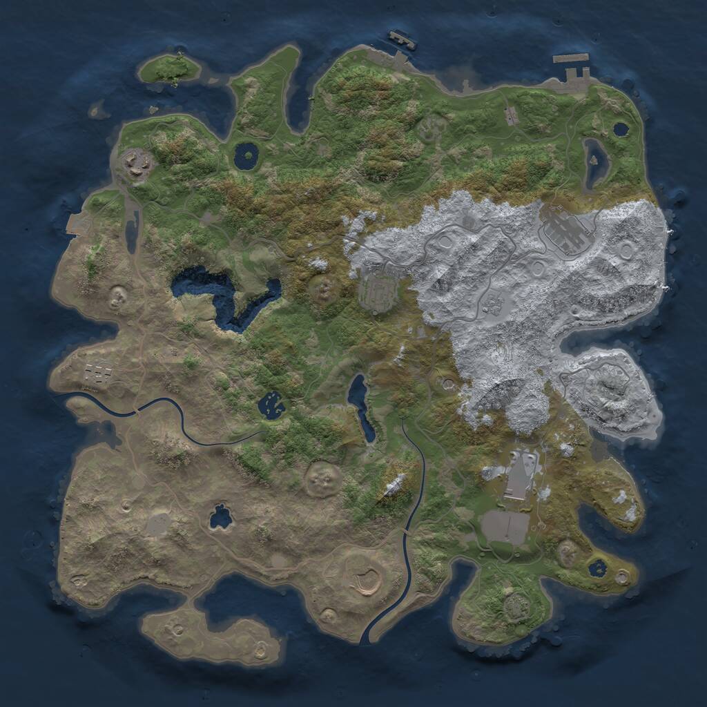 Rust Map: Procedural Map, Size: 4000, Seed: 991669466, 13 Monuments