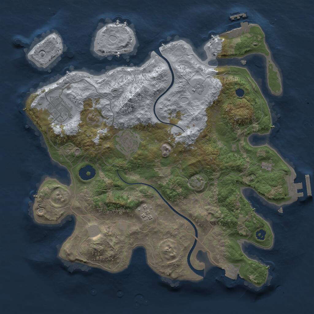 Rust Map: Procedural Map, Size: 3000, Seed: 892, 8 Monuments