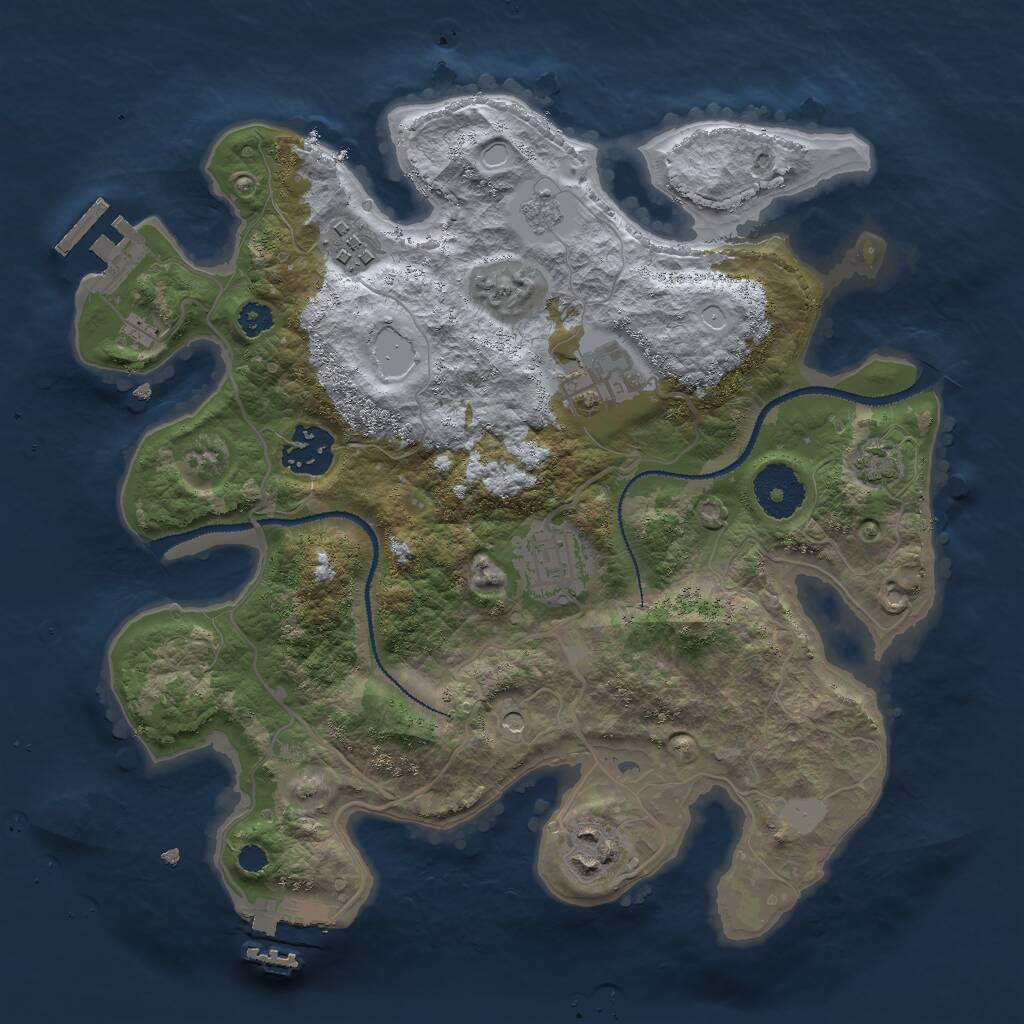 Rust Map: Procedural Map, Size: 3000, Seed: 39621, 11 Monuments