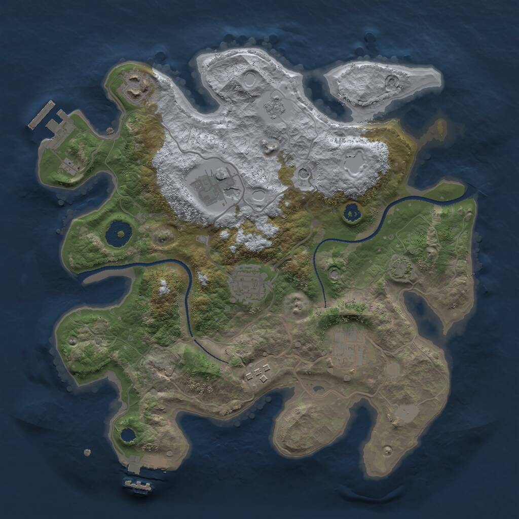 Rust Map: Procedural Map, Size: 3000, Seed: 39621, 11 Monuments