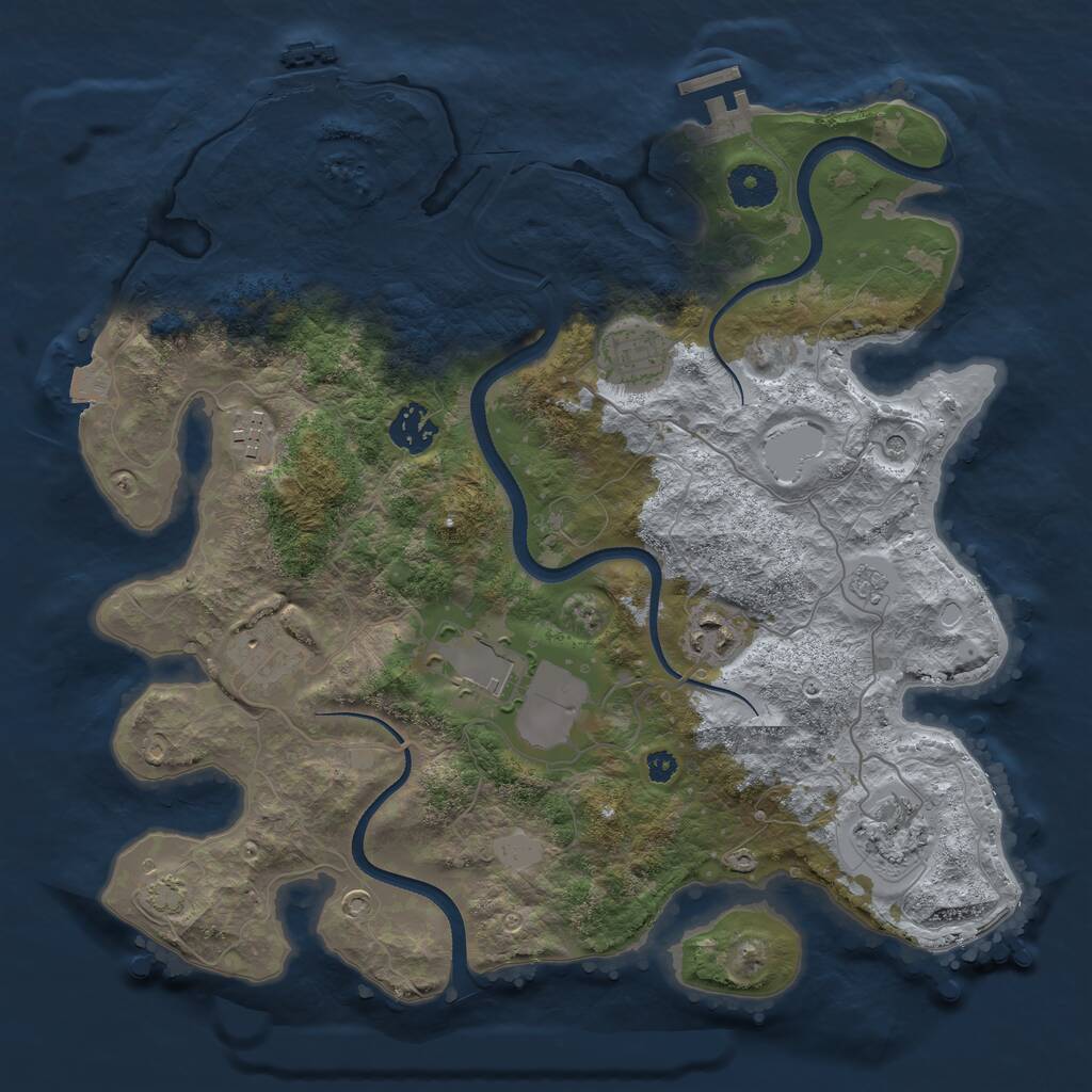 Rust Map: Procedural Map, Size: 3500, Seed: 480601480, 13 Monuments