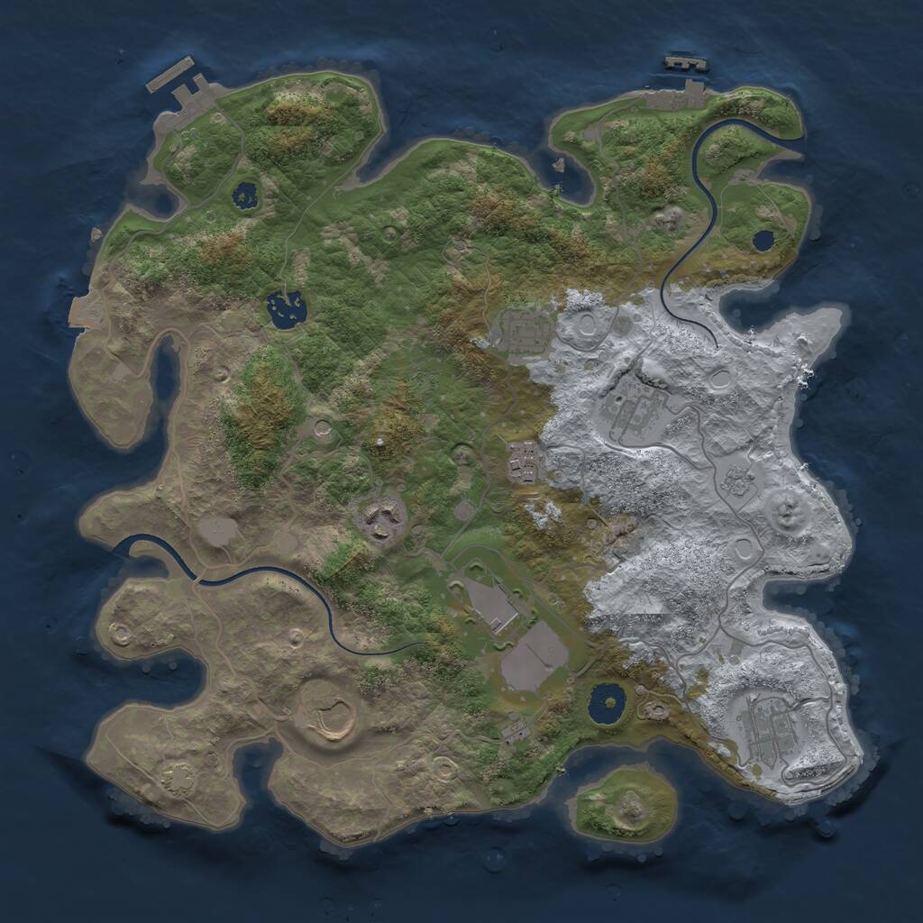 Rust Map: Procedural Map, Size: 3500, Seed: 480601480, 14 Monuments