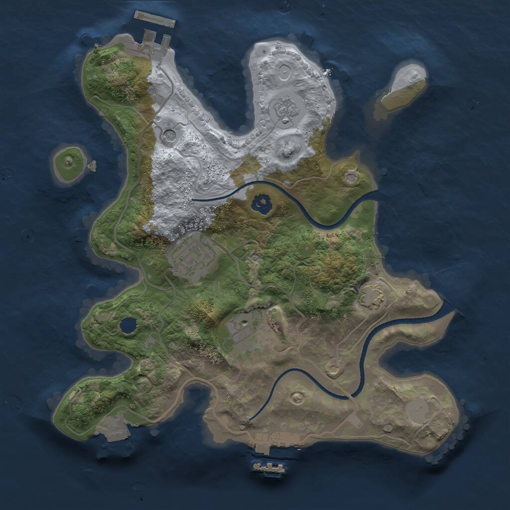 Rust Map: Procedural Map, Size: 2500, Seed: 128513639, 8 Monuments