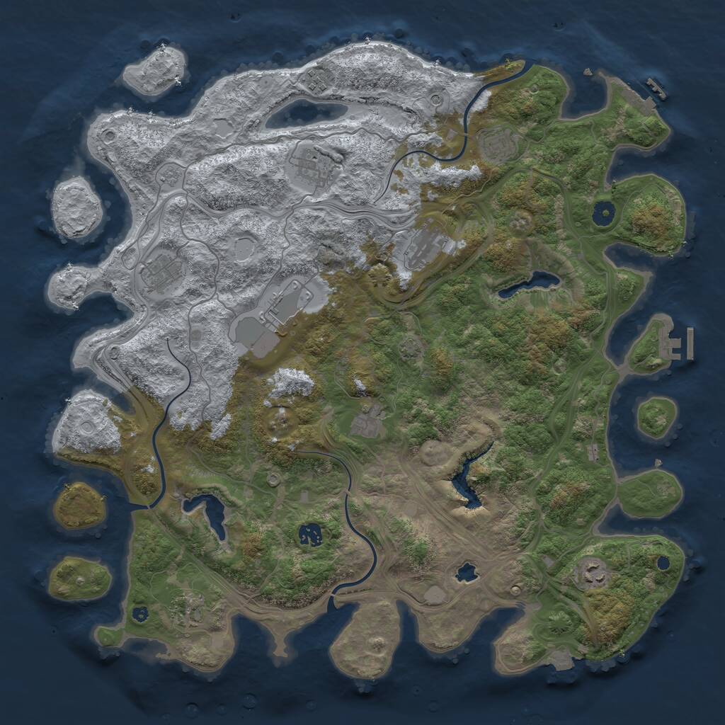 Rust Map: Procedural Map, Size: 4500, Seed: 893214669, 16 Monuments