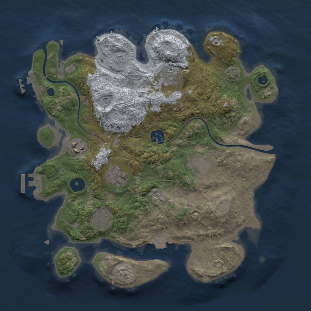 Rust Map: Procedural Map, Size: 3250, Seed: 91224, 13 Monuments