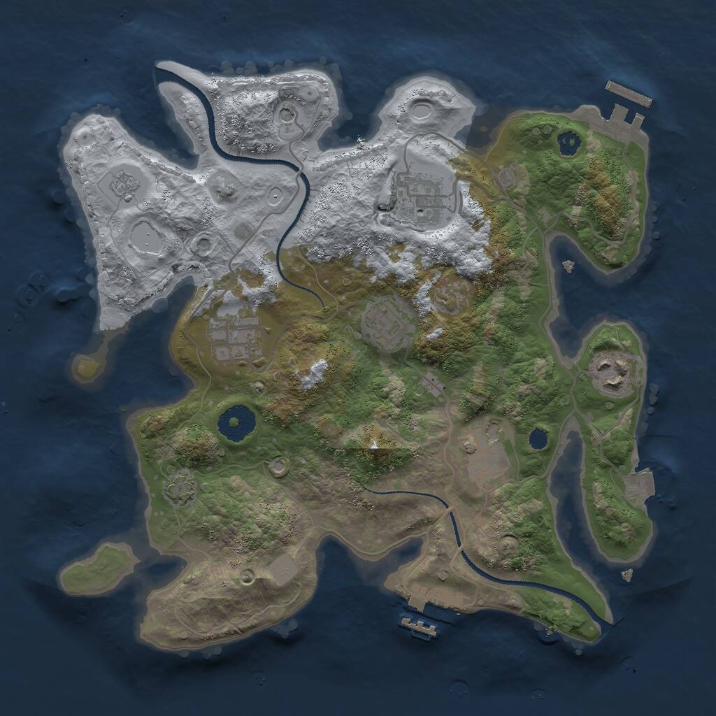 Rust Map: Procedural Map, Size: 3000, Seed: 2052735613, 11 Monuments