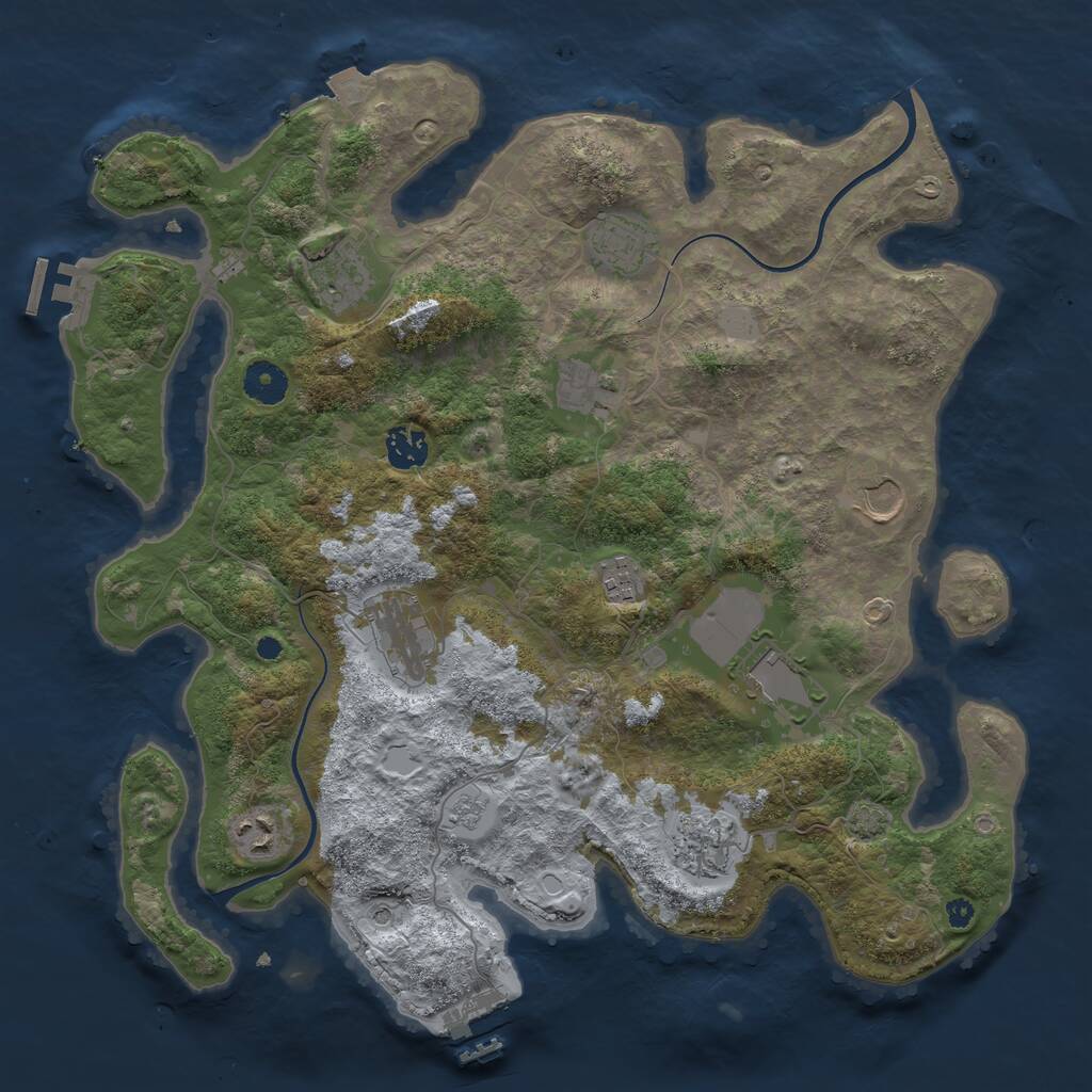 Rust Map: Procedural Map, Size: 3800, Seed: 205565551, 16 Monuments