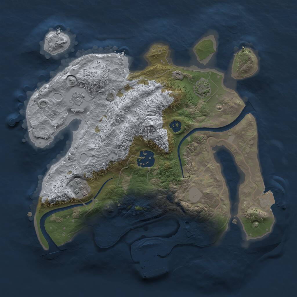 Rust Map: Procedural Map, Size: 2500, Seed: 228518501, 6 Monuments