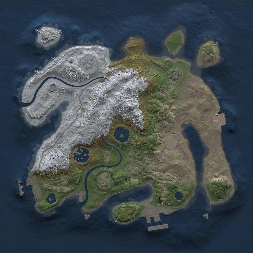 Rust Map: Procedural Map, Size: 2500, Seed: 228518501, 6 Monuments