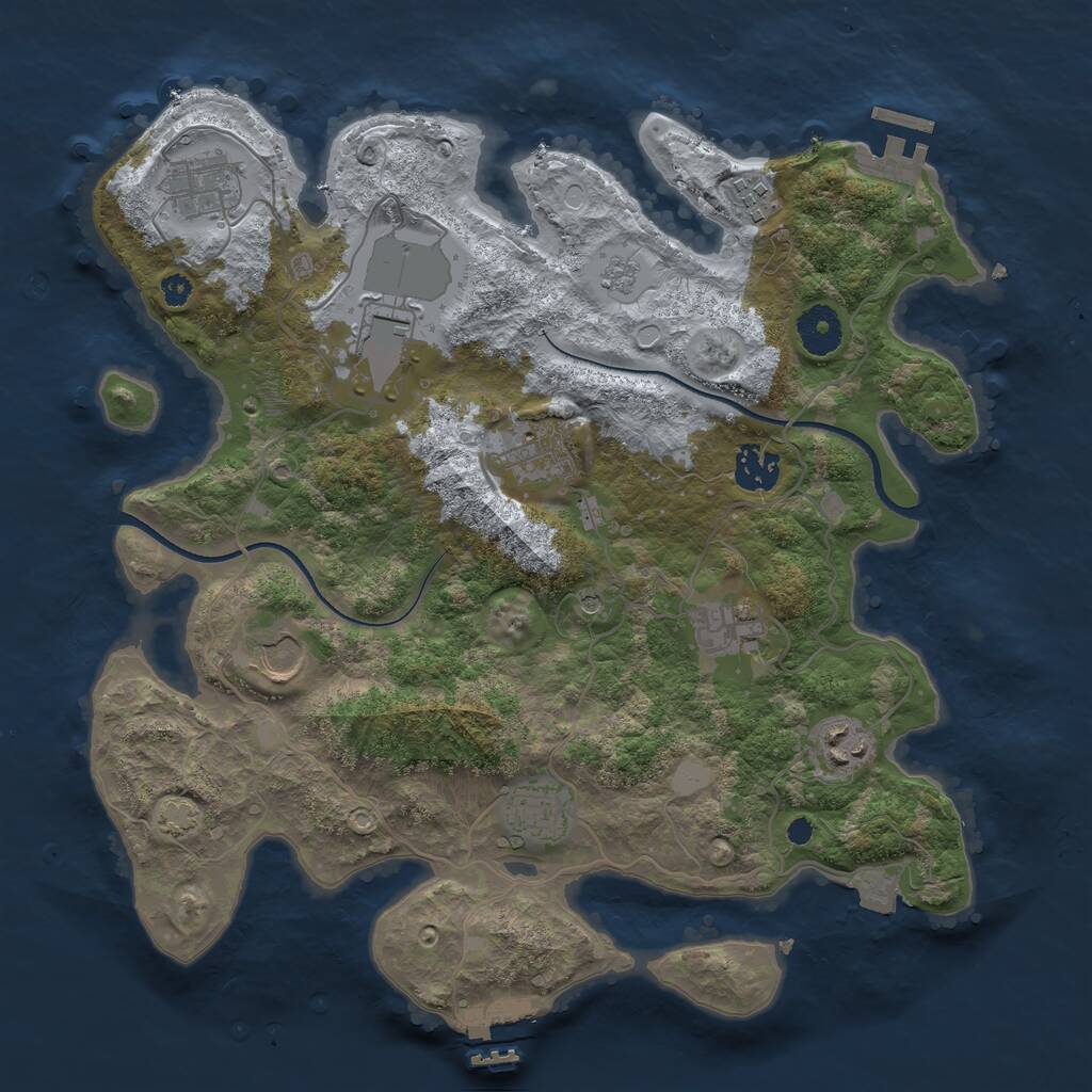 Rust Map: Procedural Map, Size: 3500, Seed: 763287, 15 Monuments