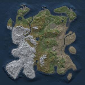 Thumbnail Rust Map: Procedural Map, Size: 3400, Seed: 775159115, 11 Monuments