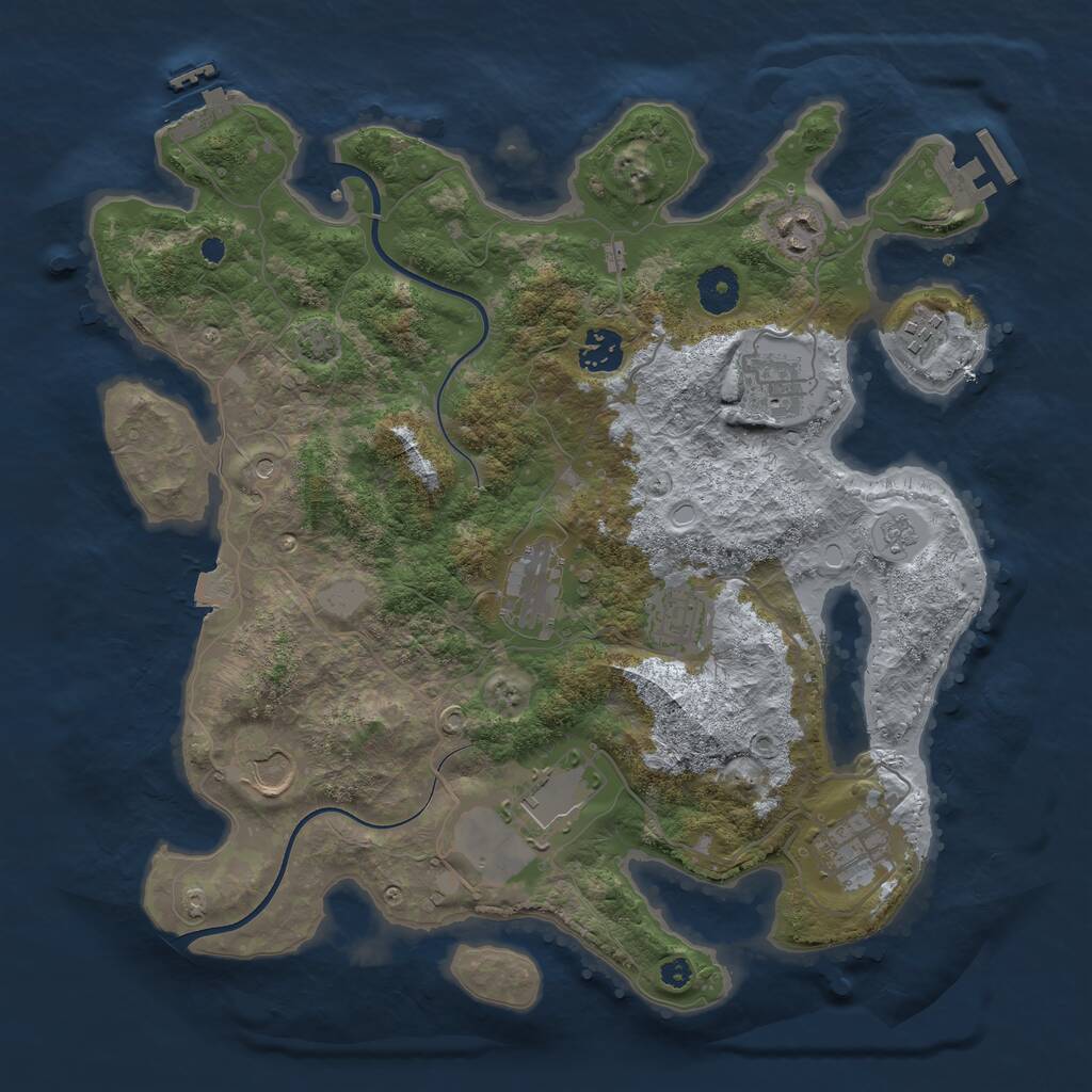 Rust Map: Procedural Map, Size: 3650, Seed: 21224, 15 Monuments