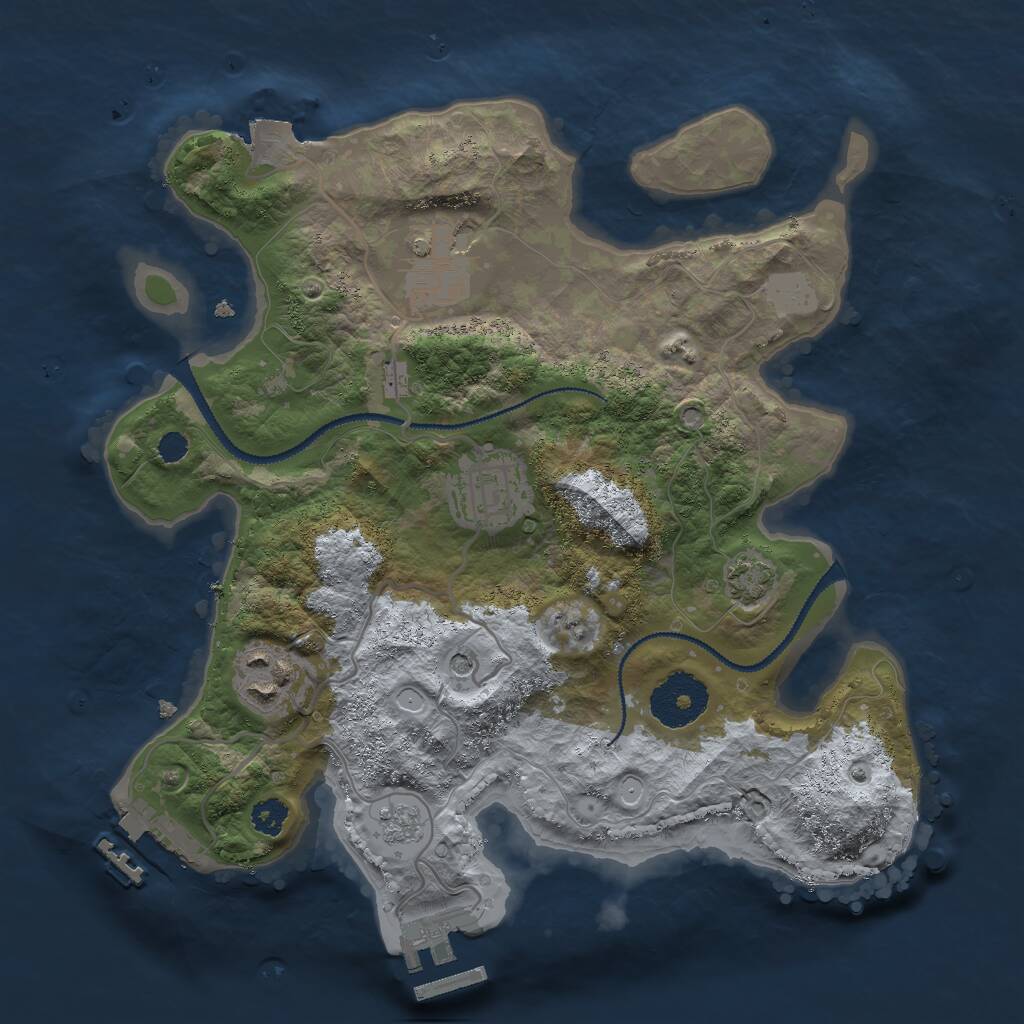 Rust Map: Procedural Map, Size: 2800, Seed: 185783, 9 Monuments