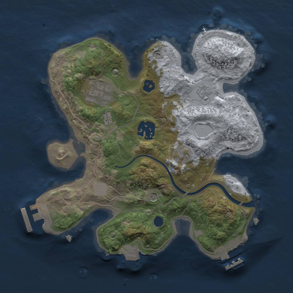 Rust Map: Procedural Map, Size: 2400, Seed: 75891, 7 Monuments