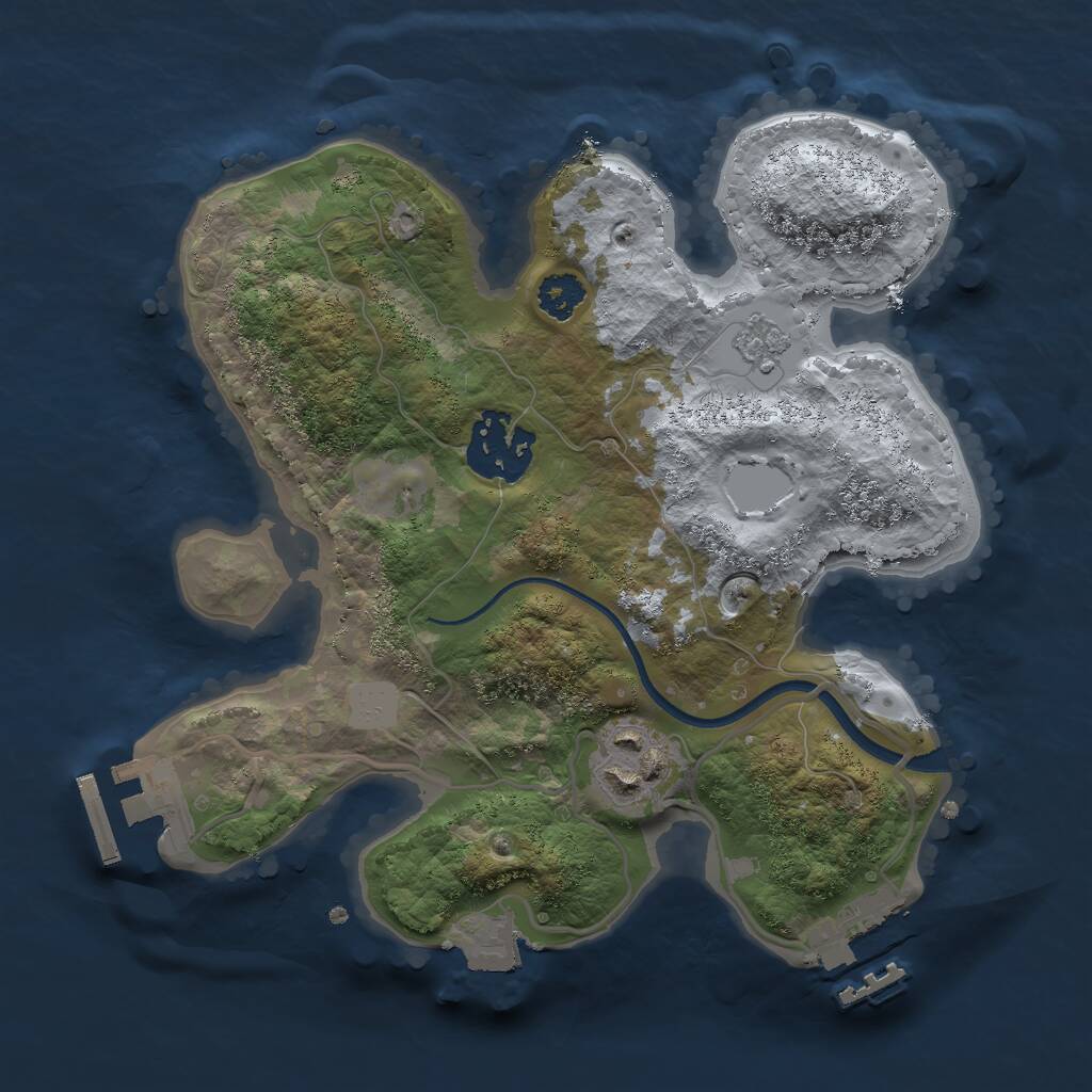Rust Map: Procedural Map, Size: 2400, Seed: 75891, 6 Monuments