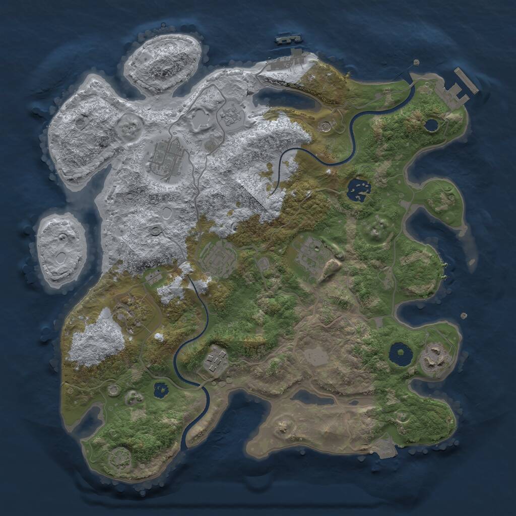 Rust Map: Procedural Map, Size: 3300, Seed: 866006280, 13 Monuments