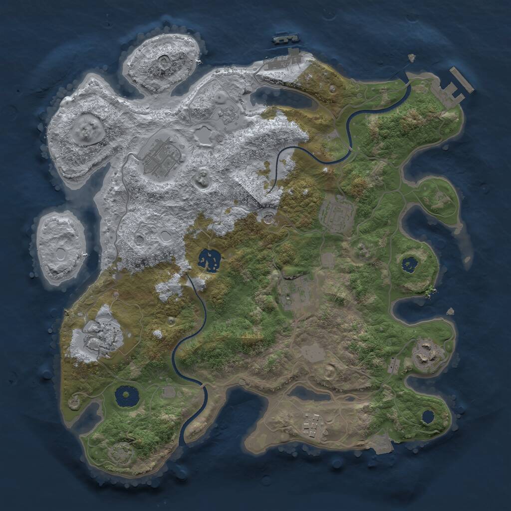 Rust Map: Procedural Map, Size: 3300, Seed: 866006280, 13 Monuments