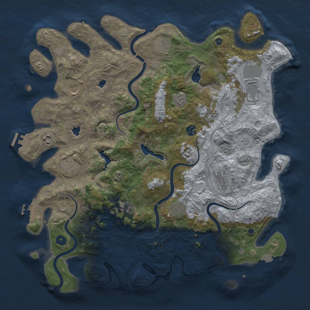 Rust Map: Procedural Map, Size: 4500, Seed: 435942744, 17 Monuments