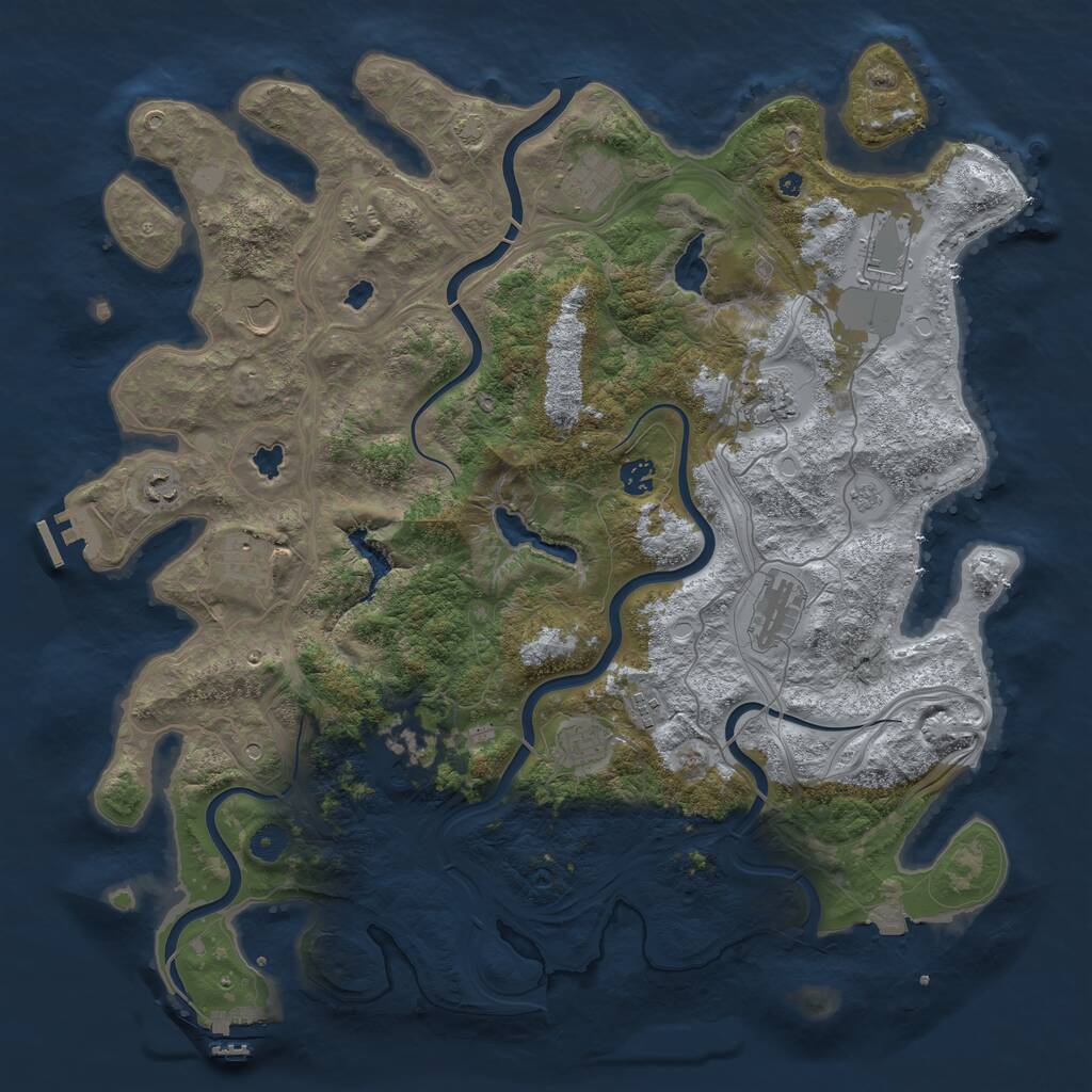 Rust Map: Procedural Map, Size: 4500, Seed: 435942744, 17 Monuments