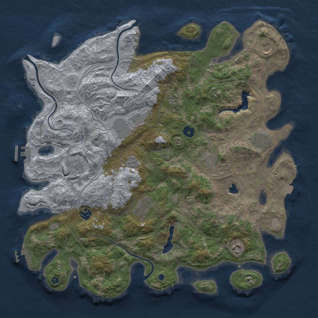 Rust Map: Procedural Map, Size: 4250, Seed: 1187766063, 16 Monuments