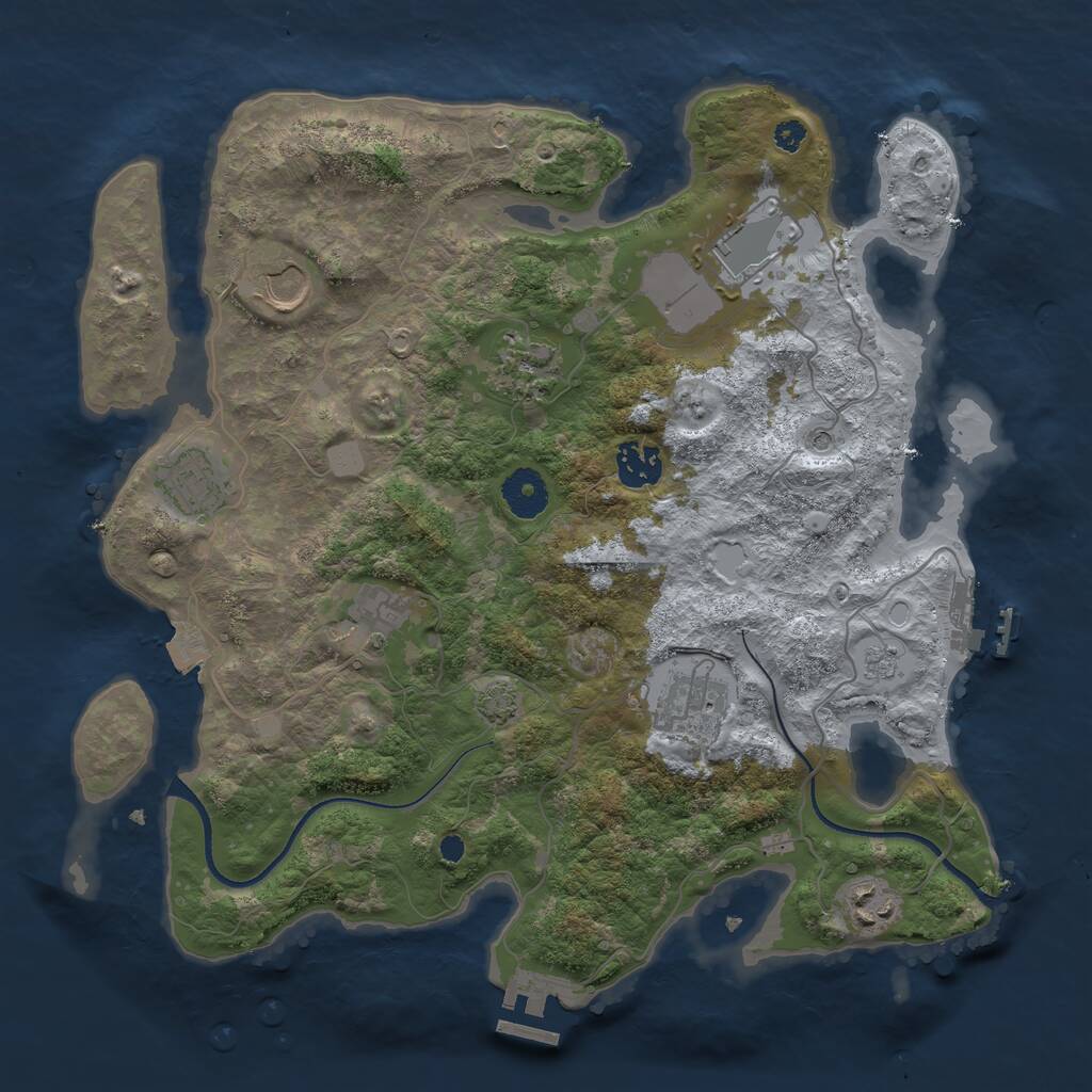 Rust Map: Procedural Map, Size: 3500, Seed: 1591480578, 14 Monuments