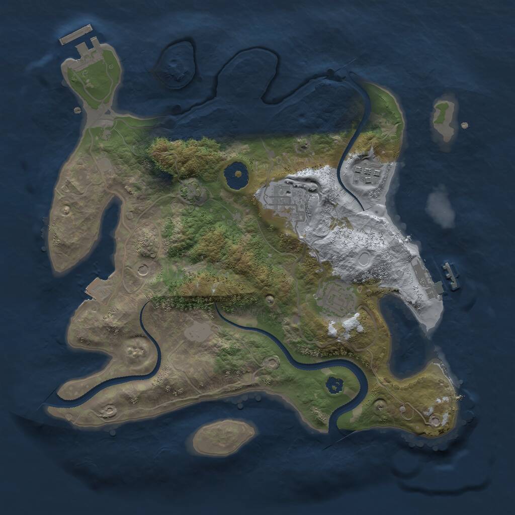 Rust Map: Procedural Map, Size: 3000, Seed: 1106063099, 8 Monuments