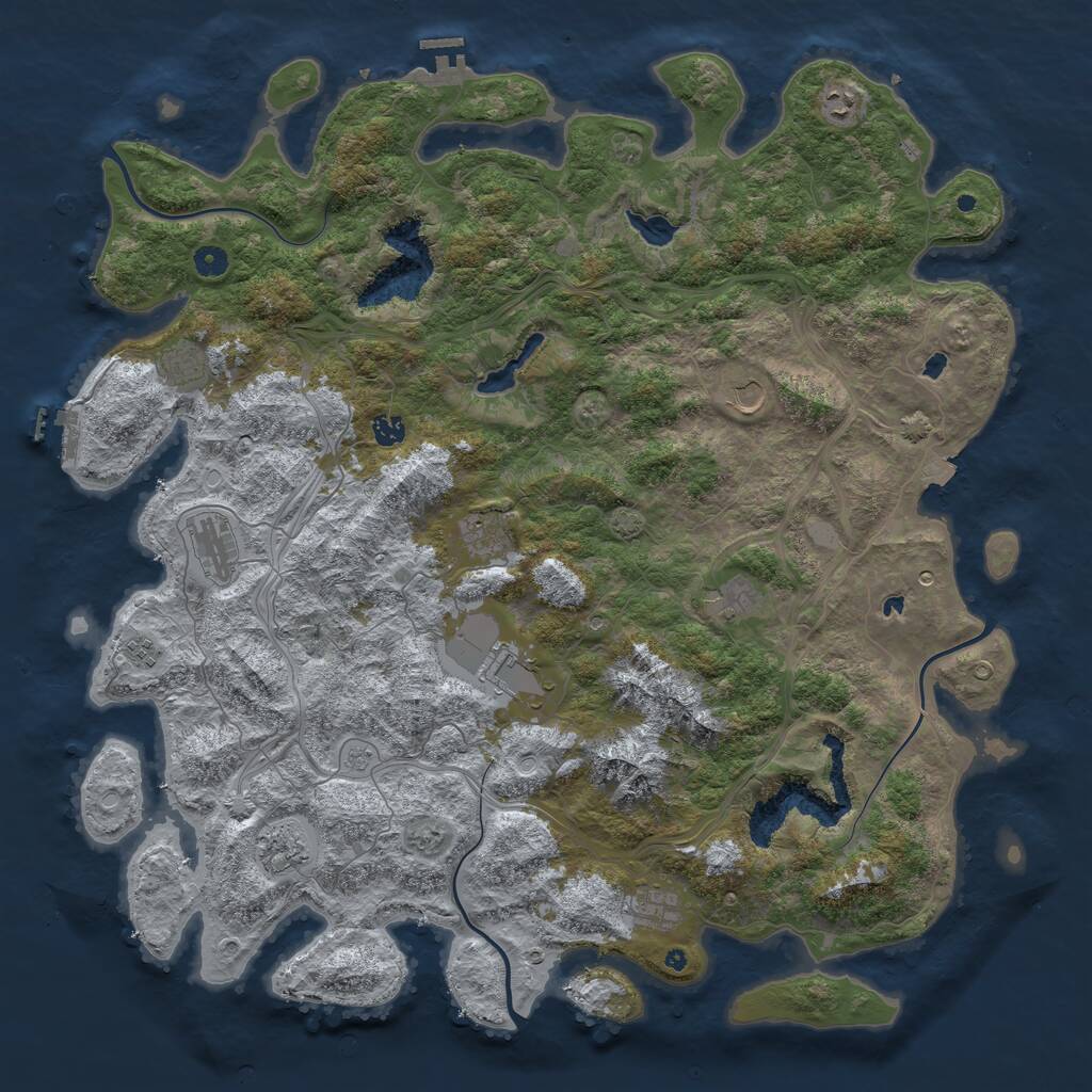 Rust Map: Procedural Map, Size: 5000, Seed: 2083826056, 17 Monuments