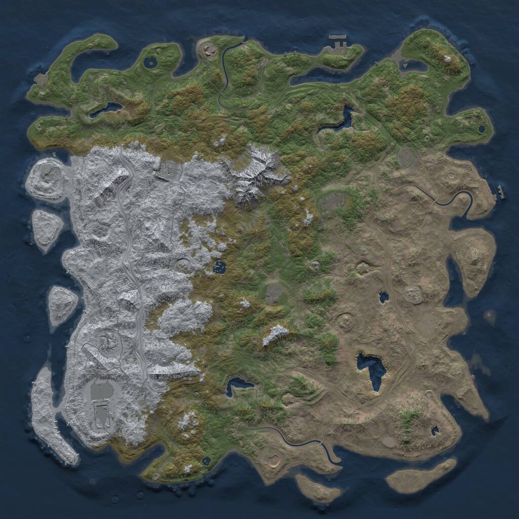 Rust Map: Procedural Map, Size: 6000, Seed: 2007804407, 17 Monuments