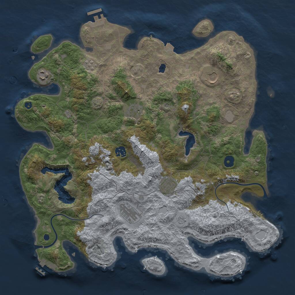 Rust Map: Procedural Map, Size: 4000, Seed: 913106, 13 Monuments
